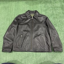 Vintage 06 Eddie Bauer Leather Bomber Lined Biker Collared Jacket Size Large