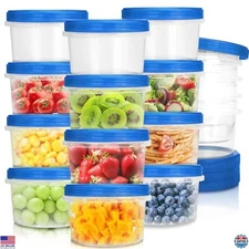 16-Pack Heavy Duty Round Freezer Containers with Twist Top Lids - Airtight 16 oz