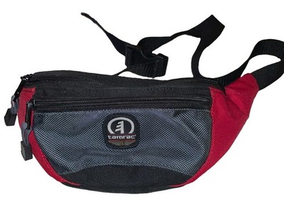 Vintage Tamrac Fanny Pack Belt Bag Zippers Red, Black, & Gray Travel Bag RARE