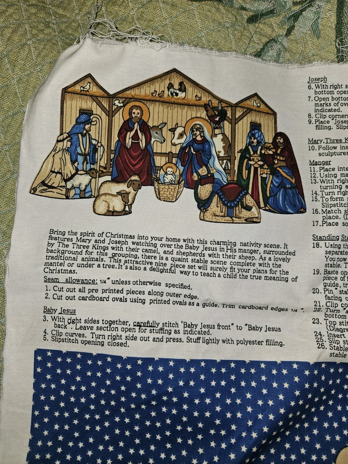 Lot Of 4 Cranston Craft Panels Nativity Scene,Table Top Tree & 2 Applique Panels