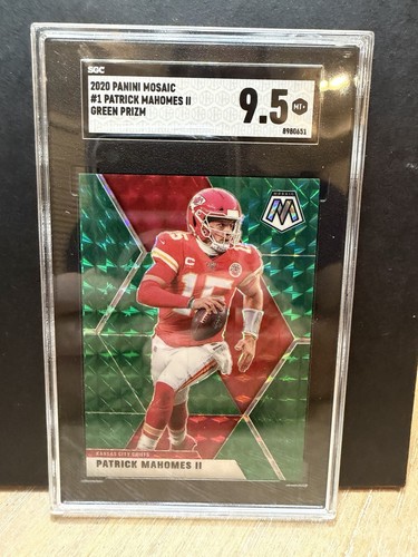Panini 2020 Mosaic Patrick Mahomes II Chiefs #1 Green Prizm SGC 9.5