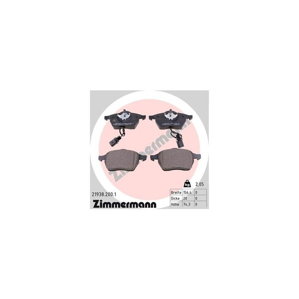Zimmermann Bremsbelagsatz, Scheibenbremse 21938.200.1 FüR Vag, Vorderachse-image