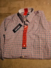 Kirkland Signature Men's Traditional Fit Dress Shirt Red/Blue Check Sz 15 X34/35