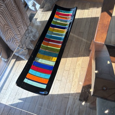 Rare Original Suellen Parker Signed Multicolored Fused Glass Artwork Decor