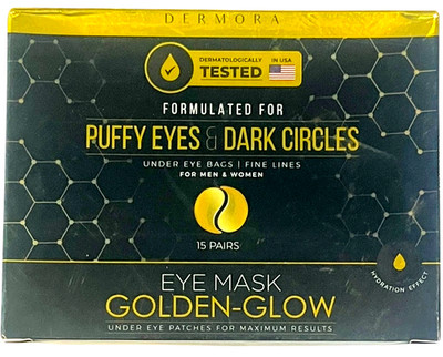 Dermora Golden Glow Under Eye Masks 15 Pairs | Dark Circles Puffiness Hydrating