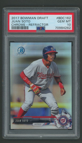 2017 PSA 10 GEM MINT Juan Soto Bowman Chrome Draft REFRACTOR Rookie RC (262)