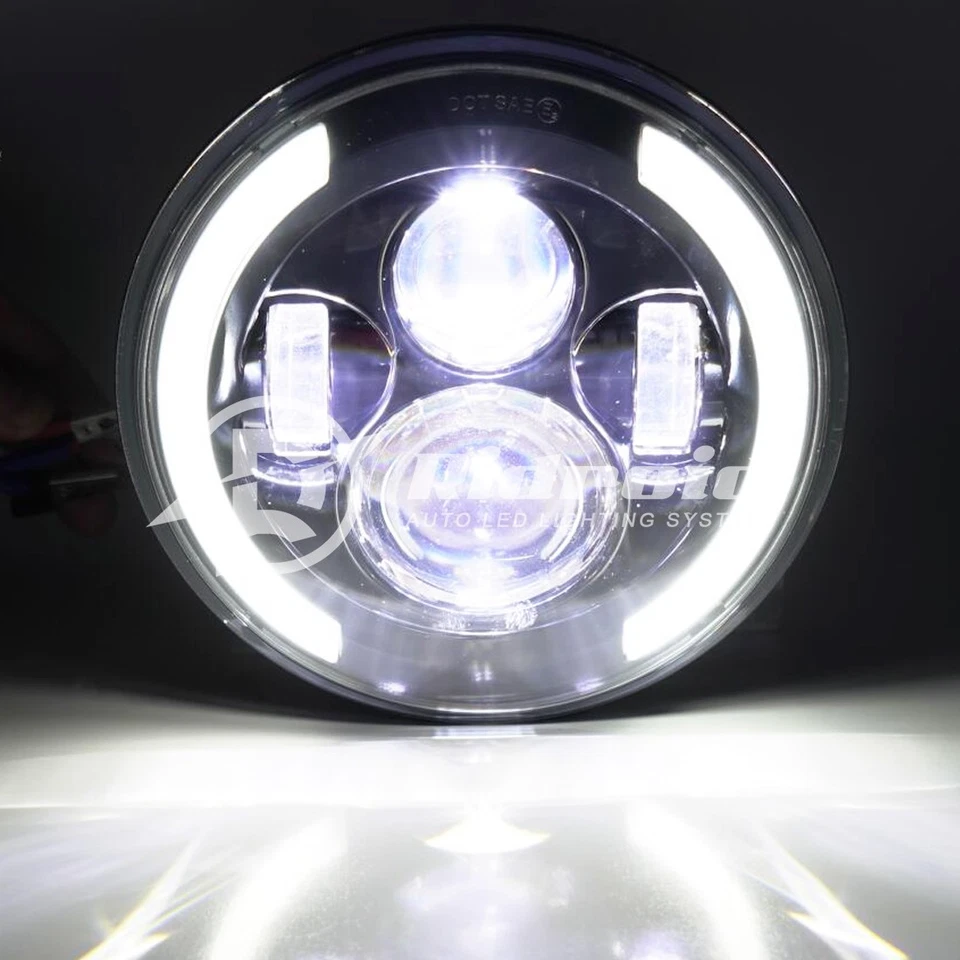 Faro LED negro de 7 pulgadas alto bajo para motocicleta Harley-Davidson Honda Yamaha Foto 3 de 4