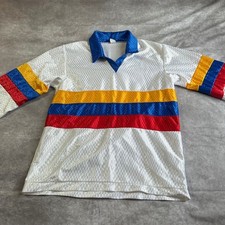 Vintage Colombia Soccer Jersey Mens Medium White Yellow Blue Red Long Sleeve