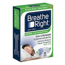 Breathe Right Extra Strength Nasal Strips Sensitive Skin 26 Clear Strips New
