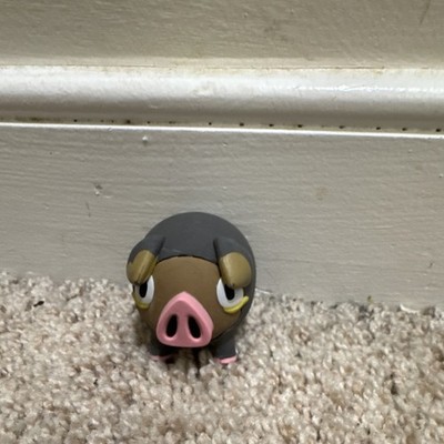 Animation Pig  Figurine Gray and Pink Collectible Small Round