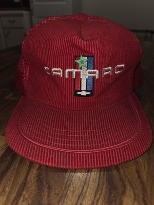 Vintage Rare Sportsman Camaro Hat Corduroy Snap Back Red 70s Muscle Car