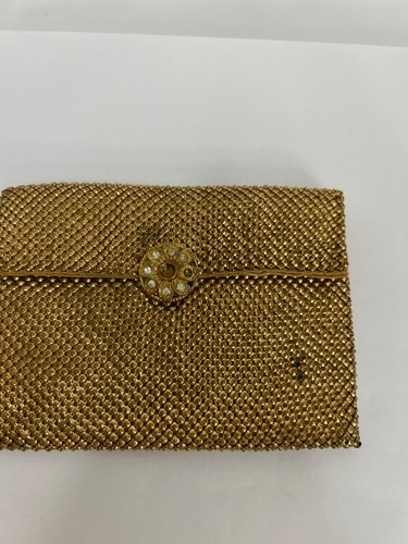 Vintage Gold Metal Mesh Clutch Purse w/ Mirror 5.5 In x 4 In Rare Find! - Picture 4 of 9