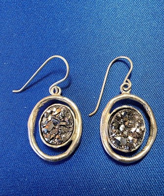 NOA ZUMAN  925 STERLING SILVER Drusy Round Earrings- NEW