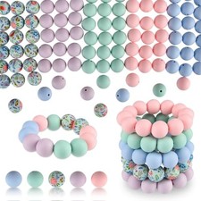 100 Pcs 15mm Silicone Beads for Keychain Making, Light Light Purple Pink Blue
