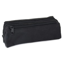 Fashion Stationery Black Pencil Case, Large Capacity, 2 Compartments