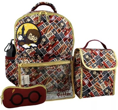 Harry Potter Kids Backpacking Backpack With Lunch Bag - School Bag Boys - 5pc