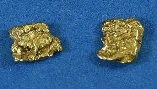 Alaskan-Yukon BC Natural Gold Nugget Stud Earrings .60 to .70 Grams - Afbeelding 1 van 7