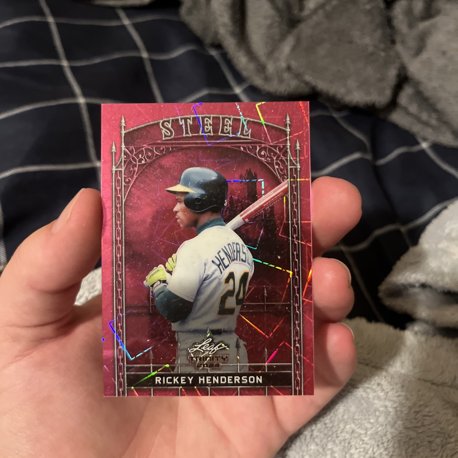 2024 Leaf Trinity Mega Box Rickey Henderson Steel Lava Pink #23/25