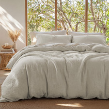 Bedsure 100 Muslin Cotton Duvet Cover Queen Size - Ultra-Soft Gauze Duvet Cover