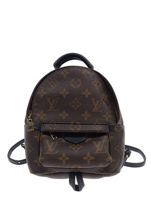 LOUIS VUITTON Backpack Palm Springs Mini Monogram Macasser Leather BRW Used