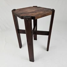 Antique Mission Arts & Crafts Wooden Plant Stand Display Table Oak Wood