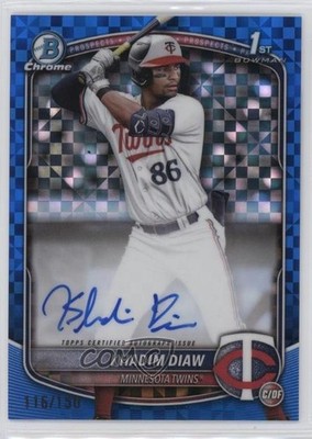 2025 Bowman Chrome Prospect Blue X-Fractor 116/150 Khadim Diaw #CPA-KDW Auto 3c2