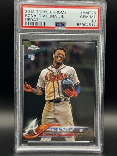 2018 Topps Chrome Update Ronald Acuna Jr. RC Rookie #HMT25 Braves PSA 10