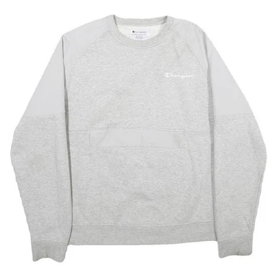 CHAMPION Sweatshirt Col Rond Gris Et Gris Clair Mélange de Coton XL Décontracté - Photo 1/4
