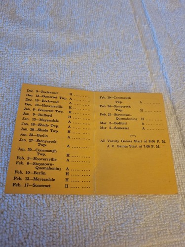 Vintage Boswell High School Boswell, PA 1947-1948 Basketball Pocket Schedule - Picture 3 of 4