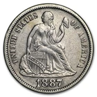 1887 Liberty Seated Dime XF Details (Cleaned)