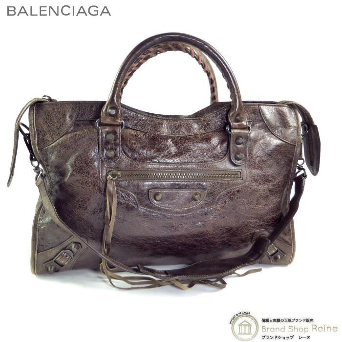 Balenciaga The City 115748 Brown Leather 2way Shoulder Hand Bag