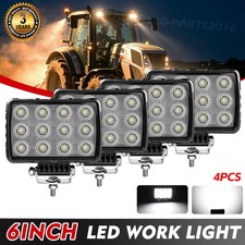 4x 200w 6 Rectangle Led Work Lights For Truck Tractor Crane 12v 24v Dustproof