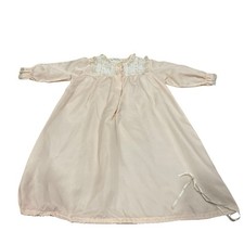 VTG Baby Dior Christian Dior Pink Dress Nightgown Christening Lace Trim 0-12m