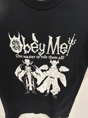 Obey Me Adult T-Shirt - One Master to Rule Them Blk White Men’s Large Animae - Picture 2 of 4