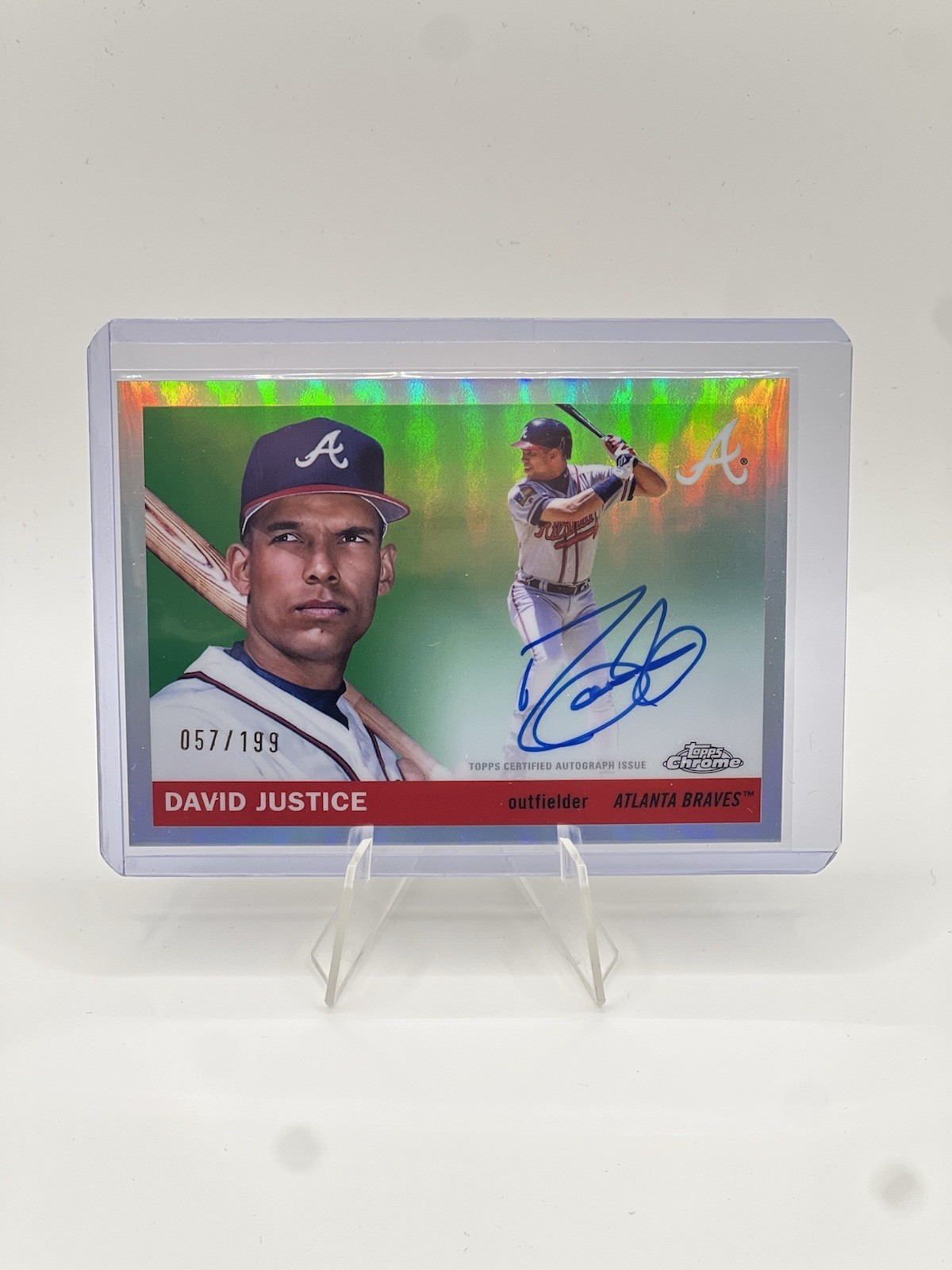Topp 2025 Chrome Platinum David Justice Brave Auto Refractor /199 CPA-DJU 268227