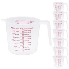 8 Pcs 4 Cup Capacity Plastic Measuring Cup, 32 Oz/1000 ml Clear Graduated Mea...