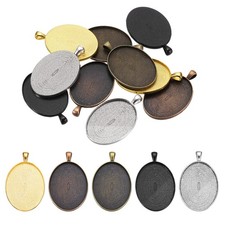 10Pcs Pendant Trays 30x40mm Blank Zinc Alloy Bezel Settings for Jewelry Making