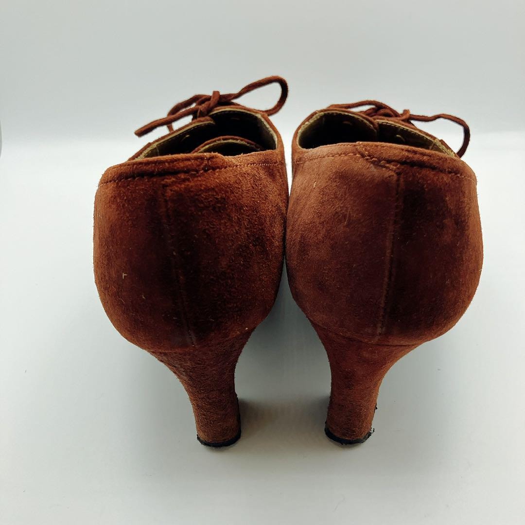 Saint Laurent decolte tacco YSL EU35 US5 marrone scamosciato stringate 11130a