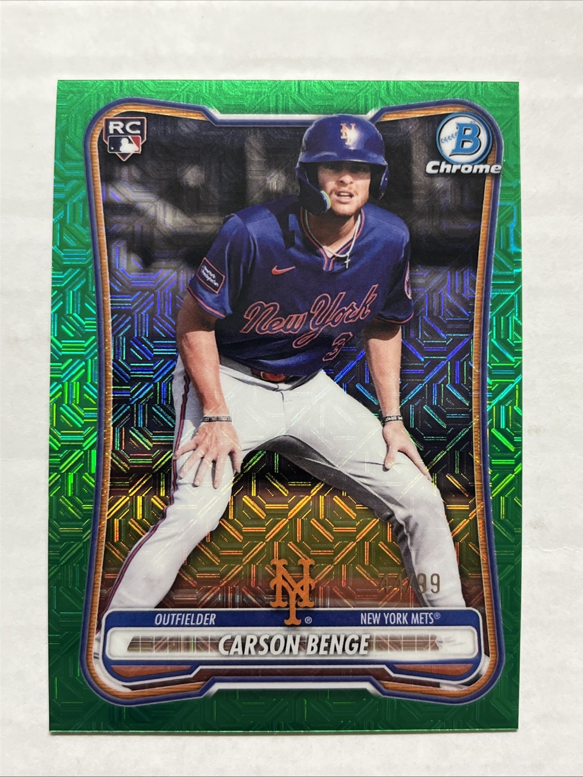 2026 Bowman Chrome Baseball Mojo Carson Benge #96 Green Parallel /99 RC