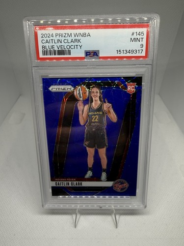 2024 Panini WNBA Prizm Caitlin Clark RC Blue Velocity Rookie #145 Fever PSA 9