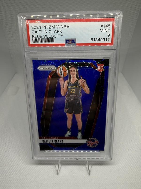 2024 Panini WNBA Prizm Caitlin Clark RC Blue Velocity Rookie #145 Fever PSA 9