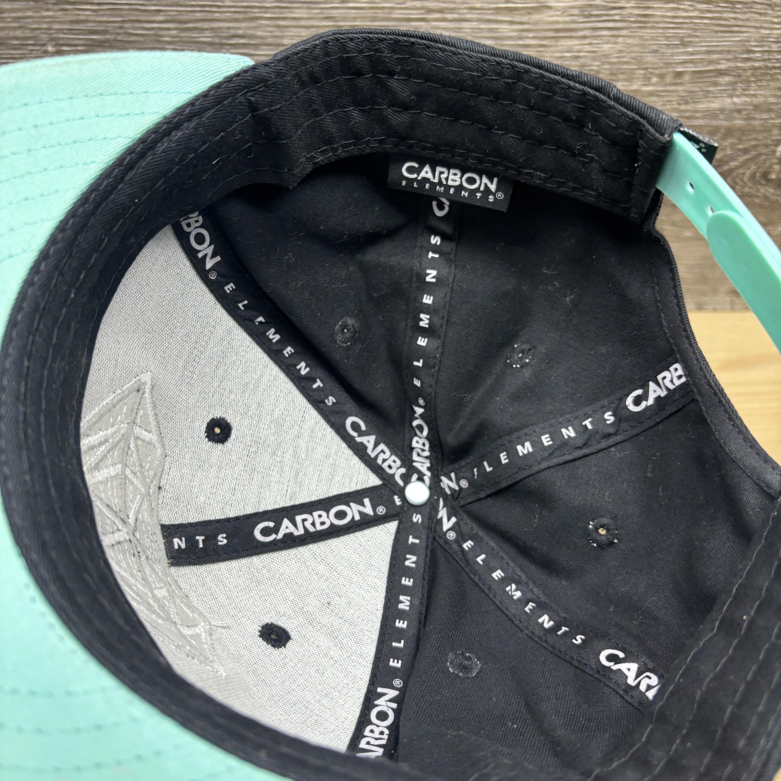 Carbon Elements Hat Cap Snap Back Black Teal Diam… - image 11