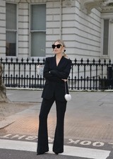 Image of MINT VELVET Black Tailored Flare Trousers - Back Slit - RRP £129 - UK 14S