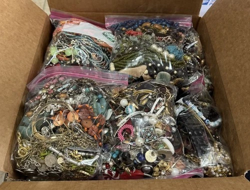 21lbs+ Lot of Vintage to Now WEARABLE Mixed Costume Jewelry Box Bulk Resale #1!