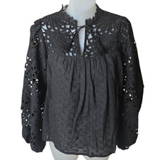 Aqua Womens Whimsigoth Lace Cutout Top Size Small Witchy Victorian Gothic Punk