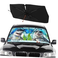 Socira Funny Sharks Car Windshield Sun Shade Umbrella 57X31 Inch Color-0705-5