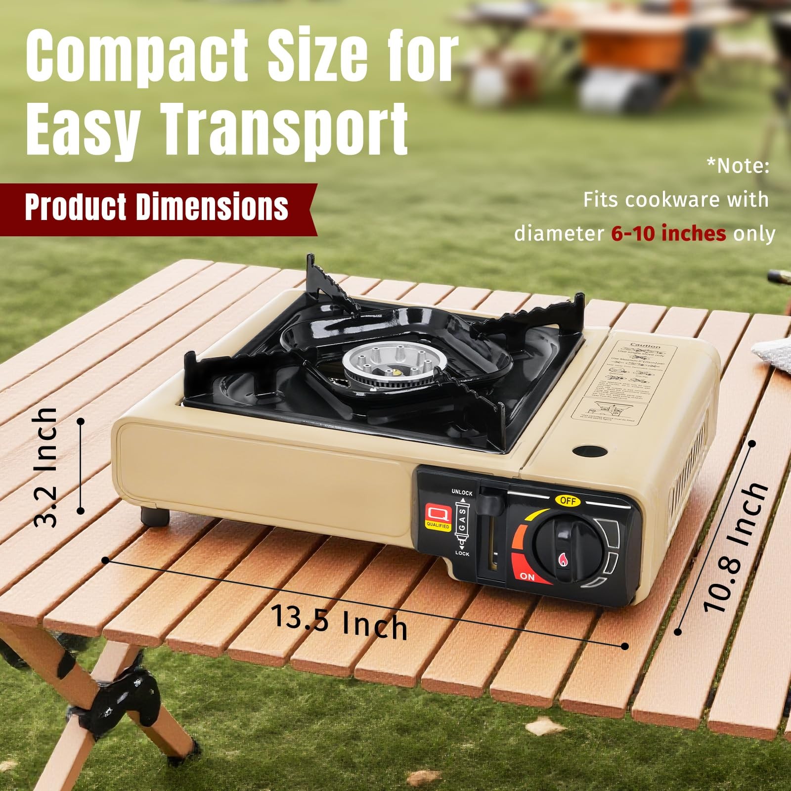 Dual Fuel Stove Portable Camping Stove w/Case+Wind Guard+26" Propane Hose, Khaki