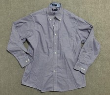 Chaps Shirt Mens 16-16.5 32/33 Blue Red Check Classic Fit Oxford Wrinkle Free