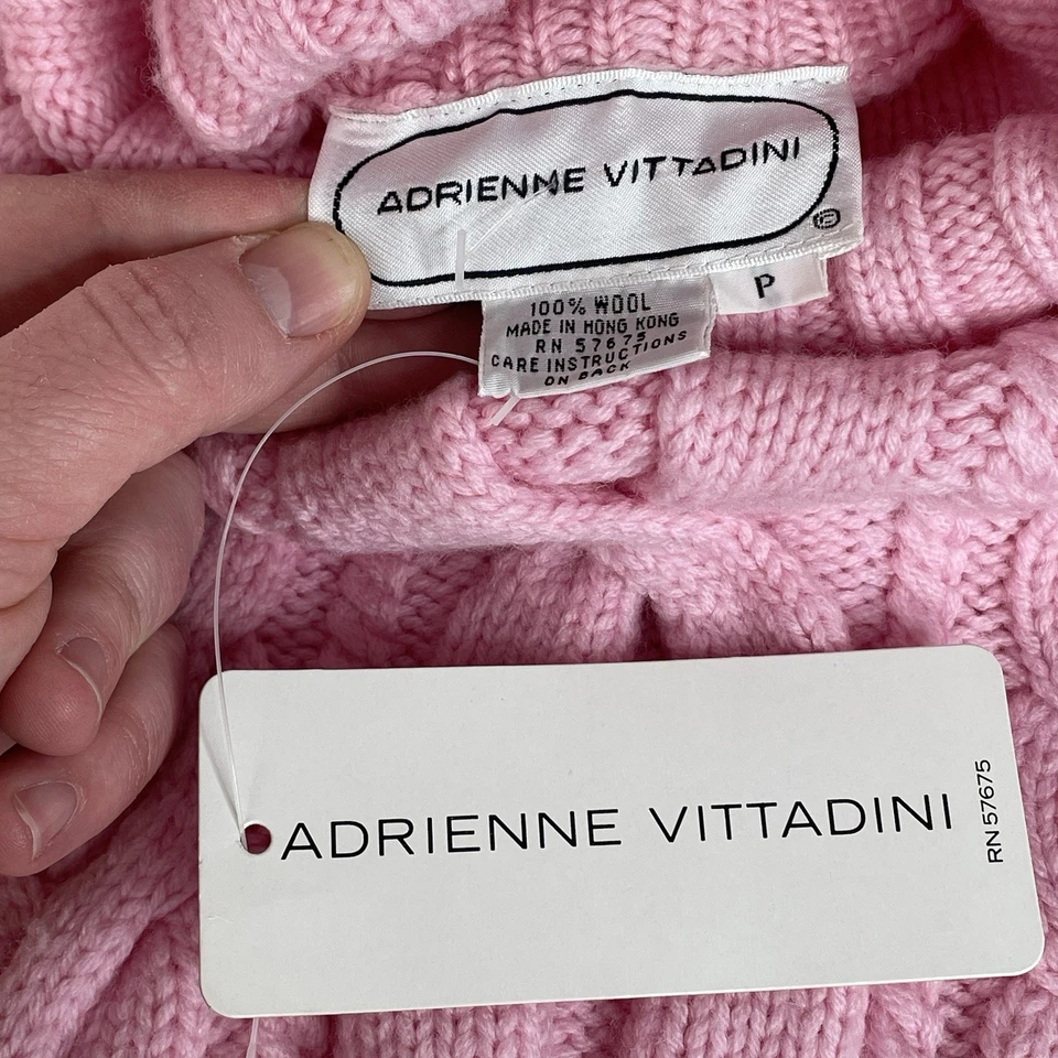 Nuevo Suéter De Colección Adrienne Vittadini Cable Lana Mujer Pequeño/Mediano Rosa Foto 4 de 4