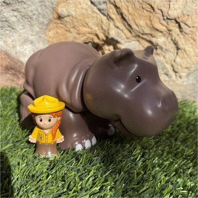 Fisher-Price Little People Hippo Zoo Animal w/ Zookeeper Sounds Toy 2014 Working